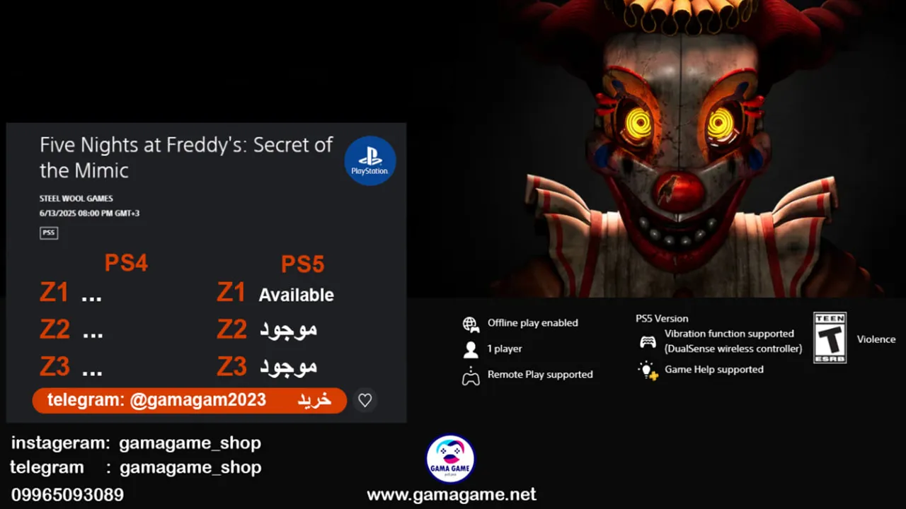 اکانت قانونی Five Nights at Freddy's Secret of the Mimic
