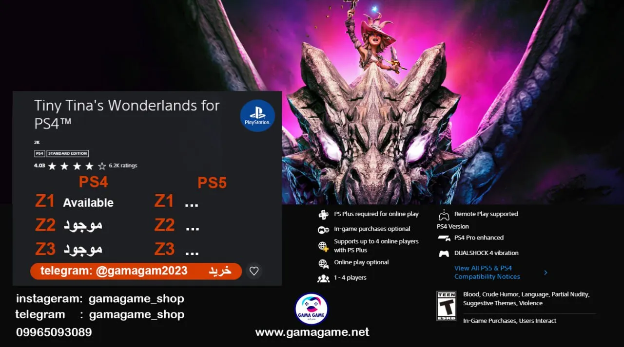 قیمت اکانت قانونی Tiny Tina's Wonderlands for 4™